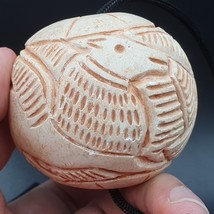 Ancient Stone figures of mystical Animal Carving Intaglio Big Bead Amulet - £67.17 GBP