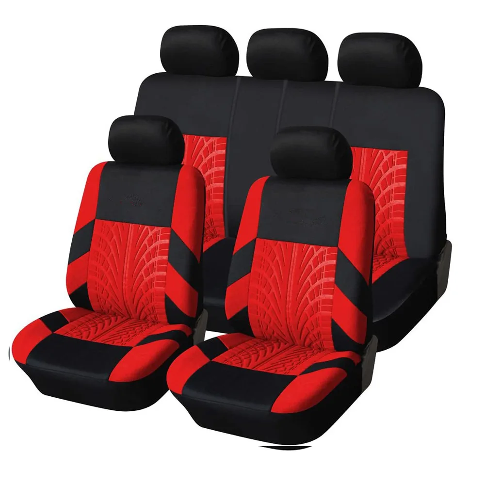 Car Seat Covers Front Seat Covers Red Seat Covers Full Set Black Universal - £26.21 GBP+