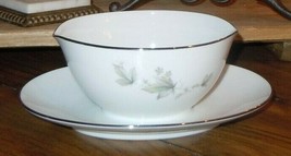 Noritake Sezanne 6851 Gray Boat w/ Underplate Platinum Band China Discon... - £27.65 GBP