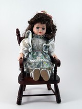 Porcelain Doll Girl Child Flowered Dress With Chair 9&quot; - £7.85 GBP