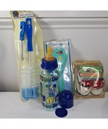 Vintage Baby set plastic bottle latex nipple &amp; brush &amp; Darling newborn s... - $896.50 MXN