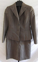 Le Suit Brown White Silver Pin Stripes Skirt Suit Jacket Misses Size 8 - £15.79 GBP