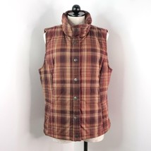 Bandolino Women&#39;s XL Brown Plaid Snap-Up Quilted Sleeveless Vest - £10.01 GBP