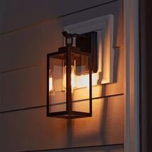 1-Light Matte Black Not Solar Outdoor Wall Lantern Sconce Clear Glass Shade - $33.17