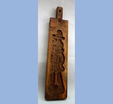 vintage HAND CARVED WOOD FOLK ART 11&quot;x2 7/8&quot; cookie butter mold MAN - £36.98 GBP