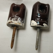 3.5&quot; Vintage Porcelain Insulator Brown Ceramic Electric Wire Screw (2) - £5.70 GBP