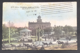 Antique 1910 City Hall Phoenix Arizona AZ Color Tint Postcard New Brunswick NJ - £7.47 GBP