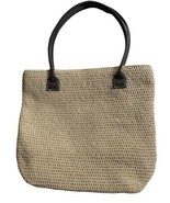 Crochet Woven Shoulder Bag Beige Tan Brown Double Straps Zipper Closure ... - £13.37 GBP