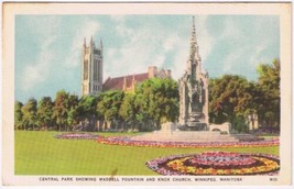 Postcard Central Park Waddell Fountain Knox Church Winnipeg Manitoba - £1.74 GBP