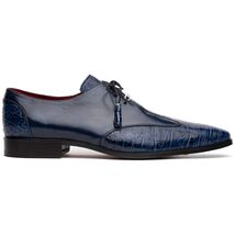 Anzio Genuine Alligator and Calfskin Leather Dress Derby's Shoes Blue Jeans image 2