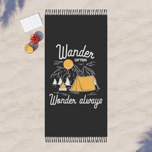 Boho Beach Cloth &quot;Wander Often, Wonder Always&quot; Tapestry with Tassels for... - £51.27 GBP