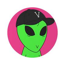 V Face Visitor Green Body Alien Black Hat Visi Round Rug - £118.30 GBP