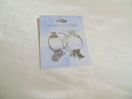 Inspired Life Silver Tone Multi Charm Hoop Earrings E685 - $8.63