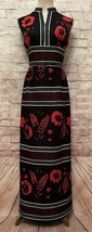 Vintage Hawaiin Maxi Dress Size 12 Sleeveless Black Red - £158.27 GBP
