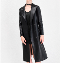 Women&#39;s Genuine Soft Lambskin Leather Trench Coat Stylish BLACK Hallowee... - £132.07 GBP