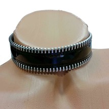 Vinyl Choker Zipper Trim Buckle Closure Adjustable Collar 1-1/8&quot; Wide V9078 - £14.97 GBP