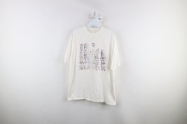Vintage 90s Streetwear Mens Large Spell Out Metallic New York City T-Shirt White - £30.89 GBP