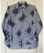 H&M Light Blue Floral Button Up Shirt Size L- Shorter in Front Longer in Back - $13.86