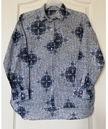 H&amp;M Light Blue Floral Button Up Shirt Size L- Shorter in Front Longer in... - £10.48 GBP