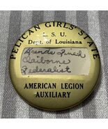 Pelican Girls State ID Badge Vintage L.S.U American Legion Auxiliary - $201.70 MXN