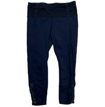 Lululemon Womens Runday Crop Leggings Size 10 Navy Blue Ruched Zipper detail - £31.28 GBP