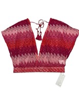 Trina Turk Top M Pink Cascade Open Knit Crochet Flutter Sleeve Cover Up ... - $441.12 MXN