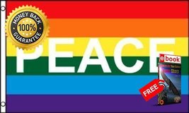 3x5 Ft LGBT Rainbow Flag Gay Pride Rainbow PEACE (letters) f PREMIUM Vivid Color - £3.92 GBP