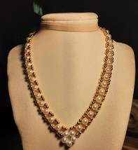 Golden Colored Faux Pearl Necklace size 18 - £18.64 GBP