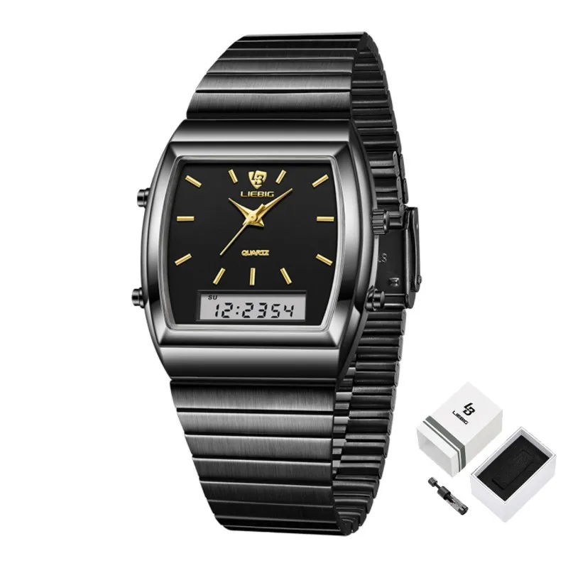 LIEBIG  Fashion Casual Watch For Men Digital Dual Time Week  3bar Waterproof   m - £53.07 GBP