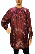 Isabel Marant Women Ioudy  Ikat Printed Silk Long Sleeves Long Tunic Top L 38 - £112.96 GBP