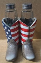 Cowboy Boots American Flag Usa Country Kicks Salt And Pepper Shaker Set - £24.73 GBP