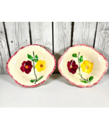 Set of 2 Blue Ridge Wrinkled Rose Bowls 6–7in Colonial Hand Painted USA ... - $24.70