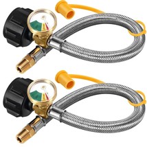 2 Packs 15 Inch Rv Propane Hoses With Gauge, Stainless Steel Braided Cam... - £32.54 GBP