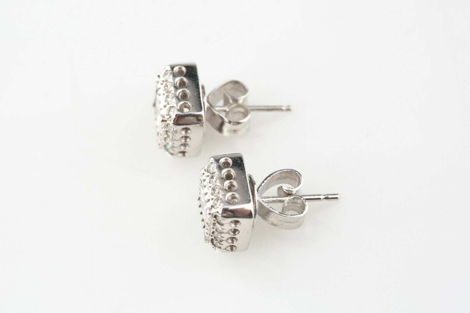 1.20 Ct Diamond Solitaire Stud Earrings with Accent Stones in 14k White Gold Item image 2