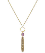 kate spade Cascade Chain Pendant Necklace 24&quot; Amethyst Gold Tone MSRP $1... - €41,26 EUR