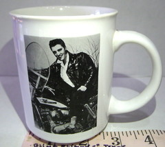 Elvis Presley Coffee Mug Black and White Motorcycle Photo Collectible 1935 1977 - $21.73