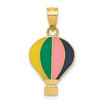 14K Gold Yello Green/Pink/Black Hot Air Balloon - £72.89 GBP