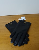 COACH PLAQUE LEATHER TECH GLOVES IN BLACK COLOR, SIZE 8. NWT - £95.38 GBP