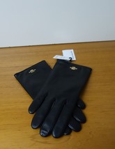 Coach Plaque Leather Tech Gloves In Black Color, Size 8. Nwt - £95.79 GBP