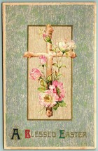 Lilies Cross A Blessed Easter Embossed Foiled 1910 Winsch Back DB Postcard F8 - £3.07 GBP