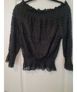 Rhapsodielle Womens Black Medium Off The Shoulder L Sleeve Sheer Parts BNWT - £13.10 GBP