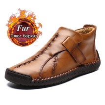 2021 New Men Leather Boots Winter Snow Boots Warm Plush Leather Casual Shoes Plu - £47.96 GBP