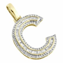 1.50CT Diamante Baguette Carta C Mini Colgante Inicial Charm 14K Oro Cha... - £89.48 GBP