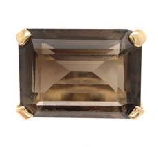 14k Gold Mid Century Modern Genuine Natural Smoky Quartz Ring Size 4.5 (#J6609) - £620.24 GBP