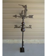 CAST IRON HUNTER AND DOG WEATHERVANE WEATHER VANE FENCE MOUNT GARDEN FAR... - $88.13 CAD