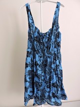 Free People Sundress Blue Black Hawaiian Print Dress Summer Beach Sleeve... - £28.03 GBP