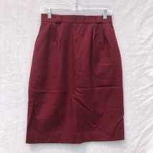 Requirements Petite Size 8 Burgundy Pencil Skirt 100% Wool Vintage - £23.35 GBP