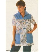 Vintage Misses Retro 80s Scrubs Front Zipper Smock Top Sew Pattern 10-14 - £7.85 GBP