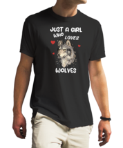 just a girl who loves wolves Unisex Black T-Shirt - £18.37 GBP
