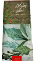 Christmas Cloth Napkins Set of 4 Poinsettia Flourish 17x17 Easy Care Polyester - £15.14 GBP